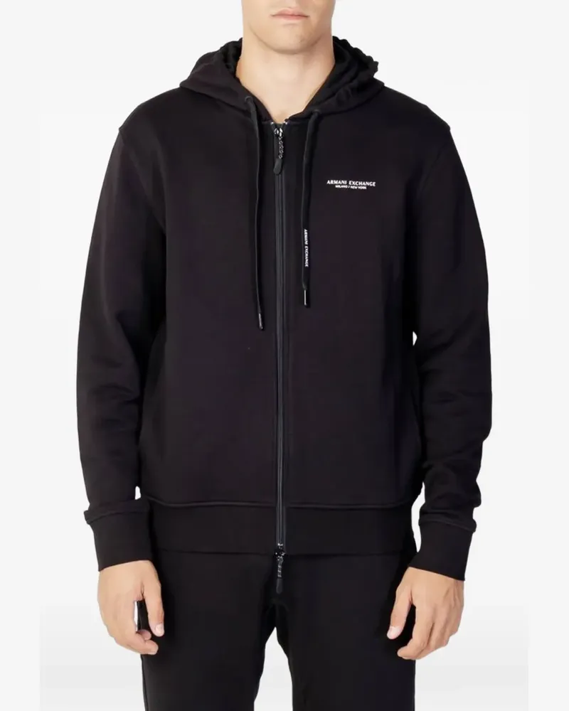 Armani Exchange logo-print zip-up hoodie - Schwarz Schwarz