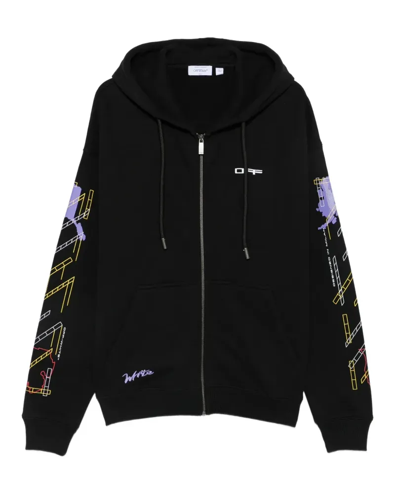 OFF-WHITE Arrows-print zip-up hoodie - Schwarz Schwarz