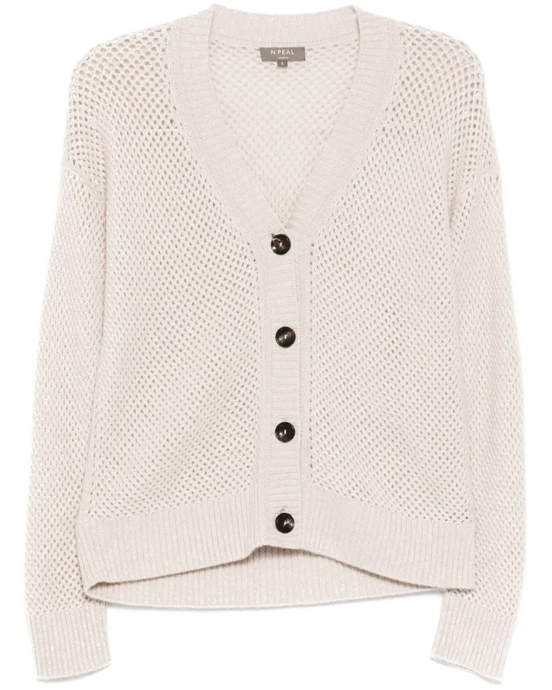 N.Peal Cardigan mit Mesh-Steppung - Nude Nude