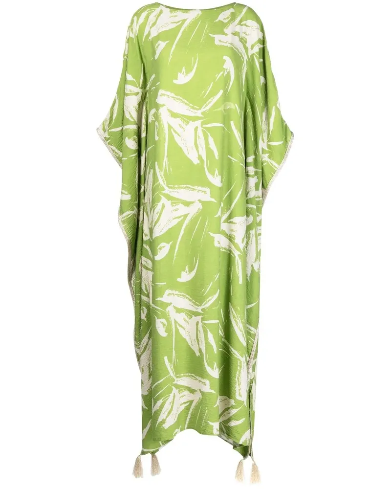 Bambah Kaftankleid mit abstraktem Muster - Grün Grün