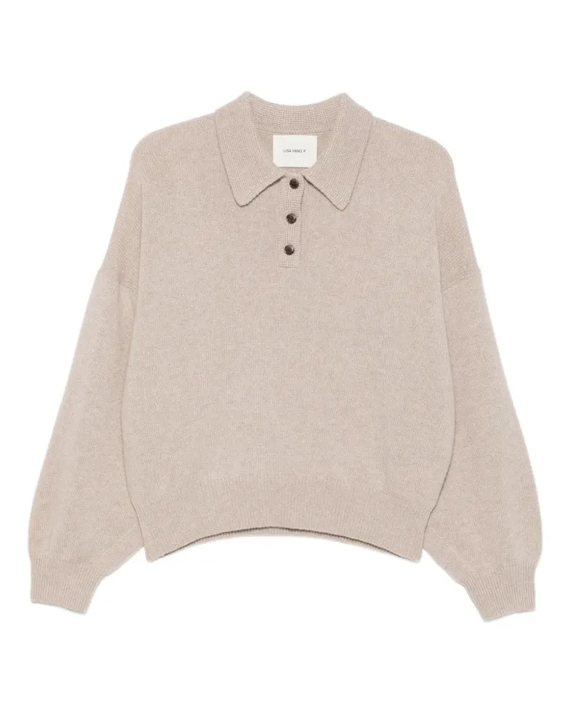 Lisa Yang Poloshirt mit Knopfverschluss - Nude Nude