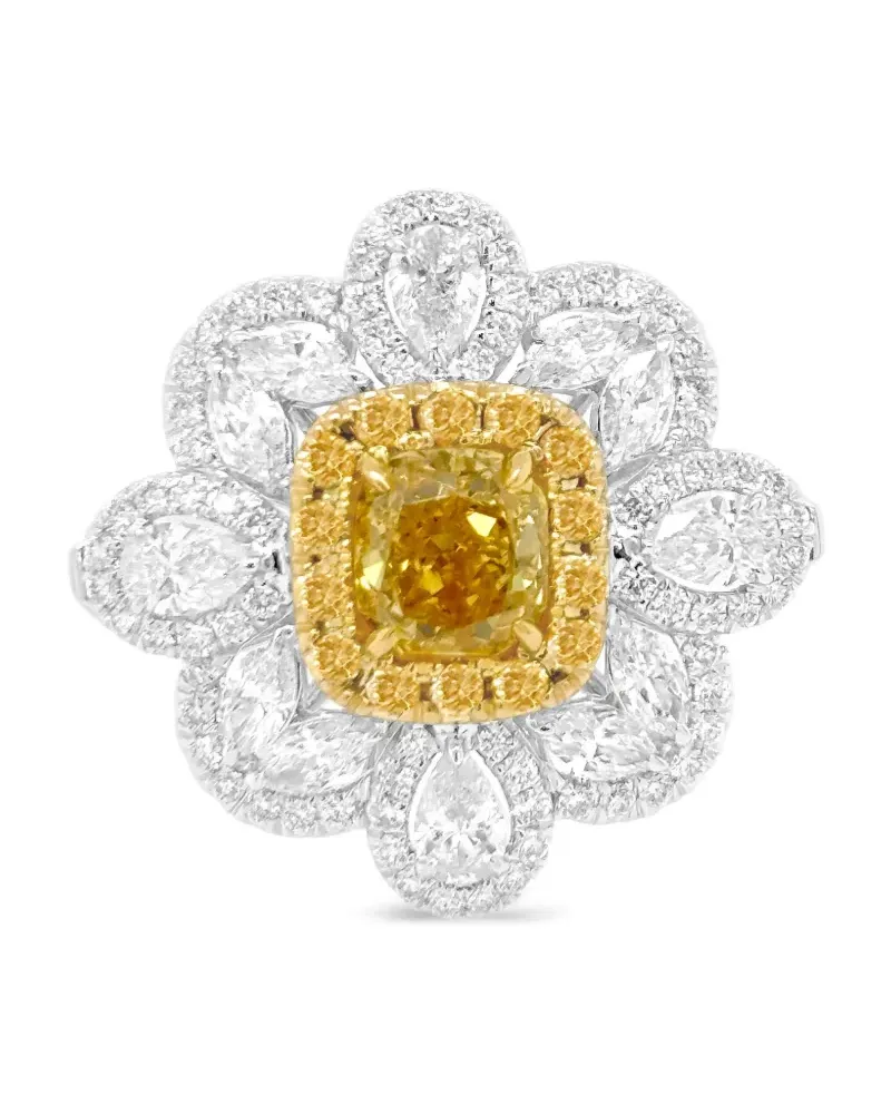 HYT Jewelry 18kt Gelb- und Weißgoldringanhänger mit Diamant - Silber Silber