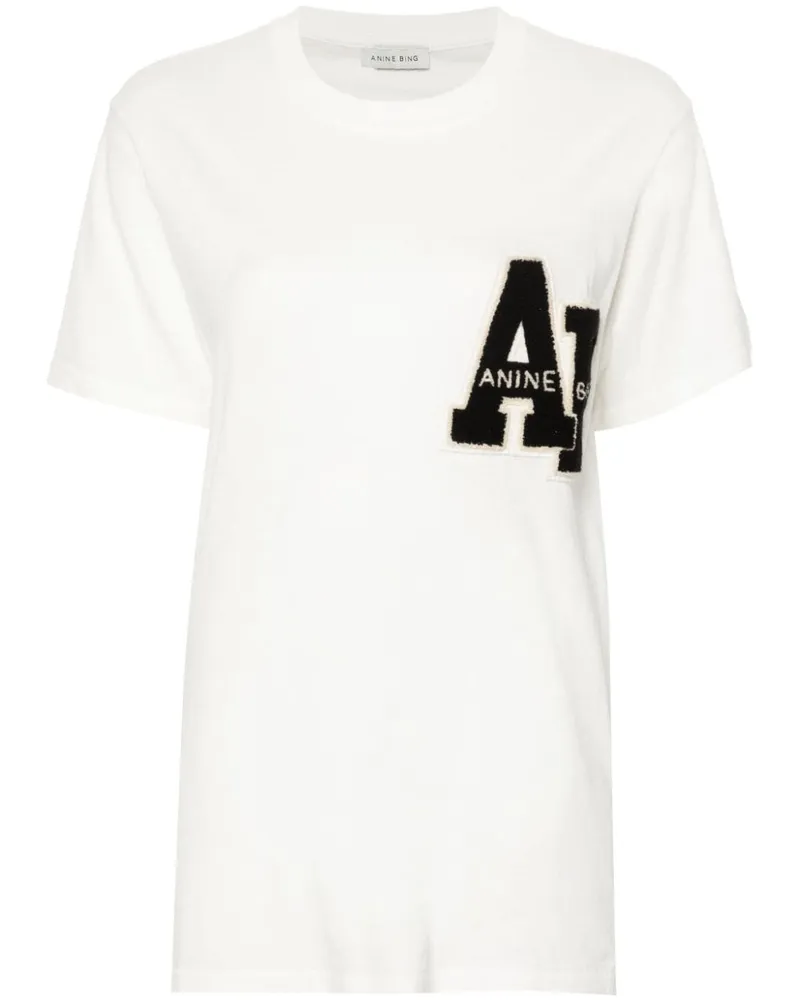 Anine Bing T-Shirt mit Logo-Applikation Weiß