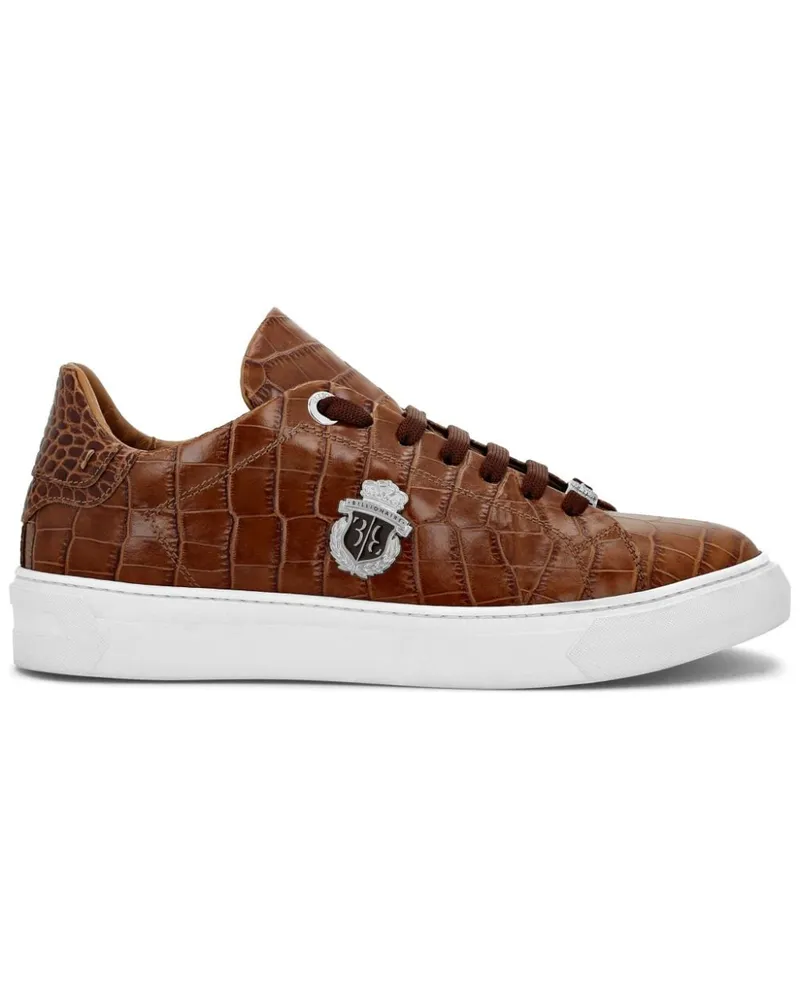 Billionaire Sneakers in Kroko-Optik mit Logo - Braun Braun