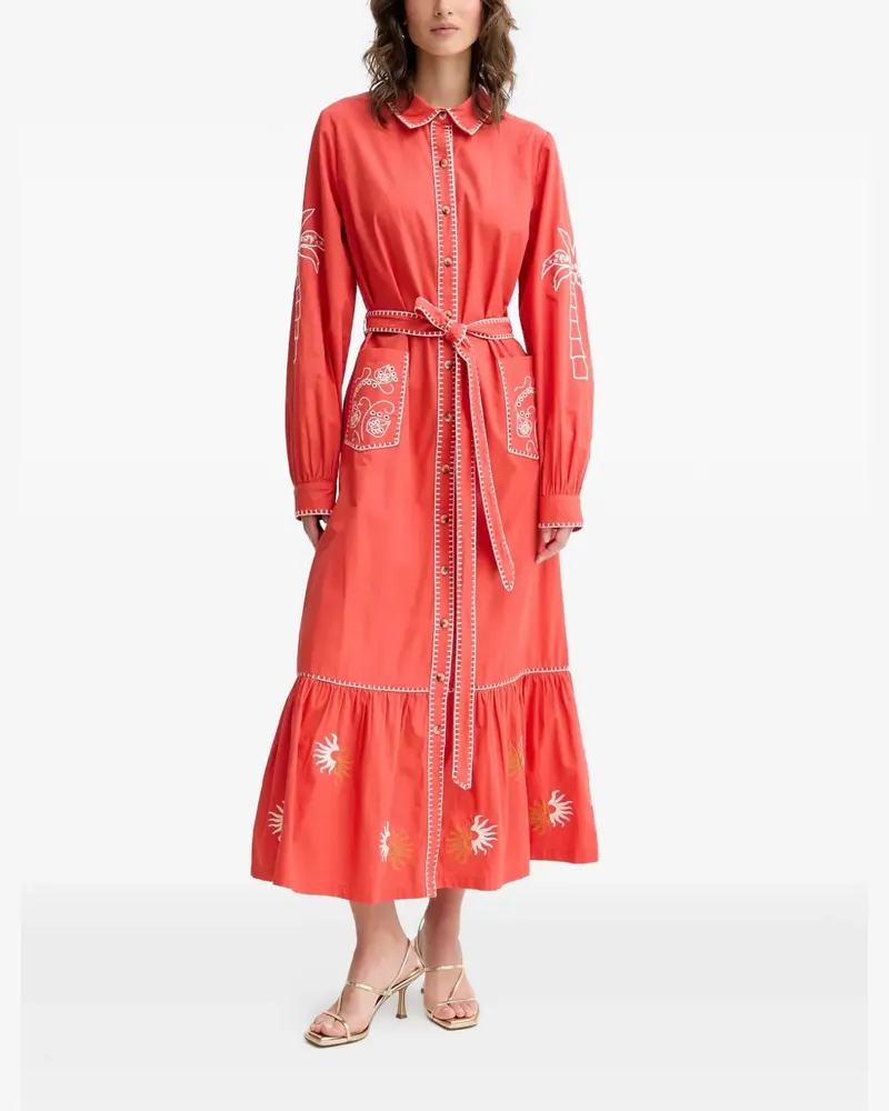 Never Fully Dressed embroidered belted midi dress - Rot Rot