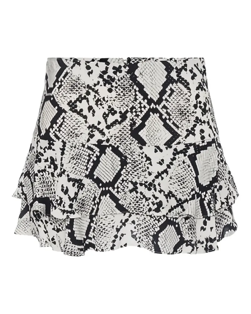 Elisabetta Franchi Gerüschter Minirock mit Schlangenleder-Print - Weiß Weiß