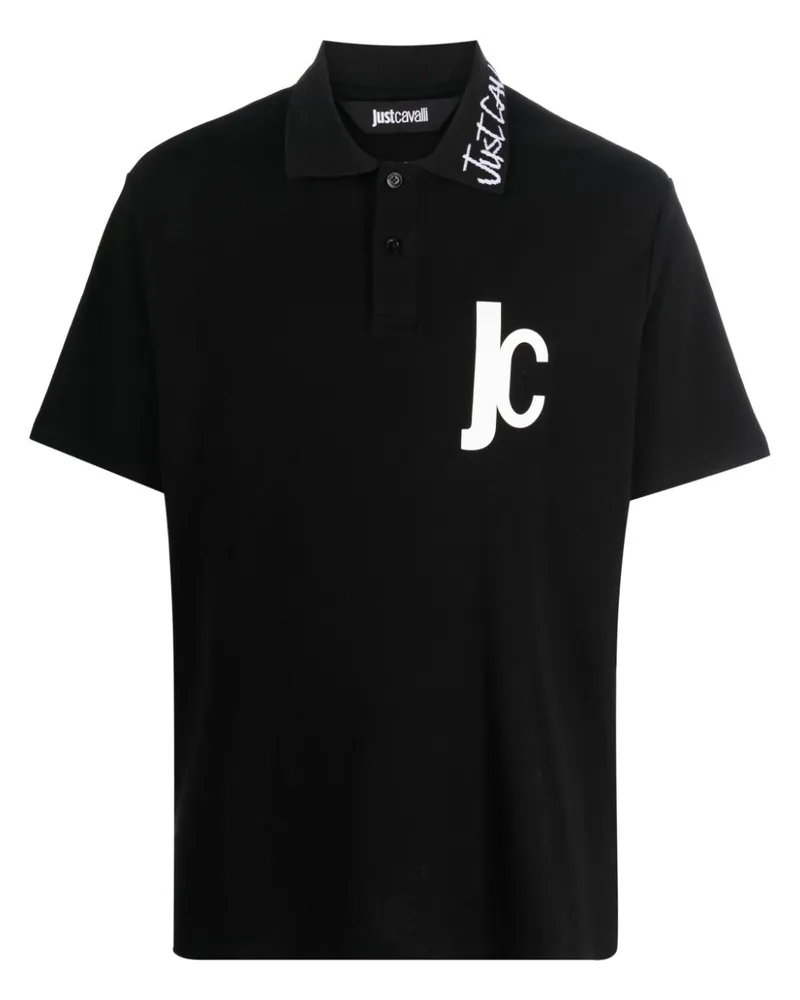 Just Cavalli Poloshirt mit Logo-Print Schwarz