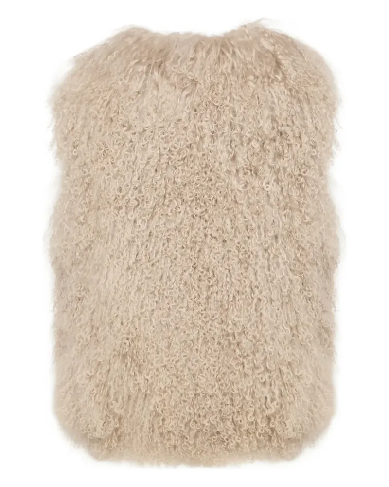 Yves Salomon sleeveless shearling jacket - Nude Nude
