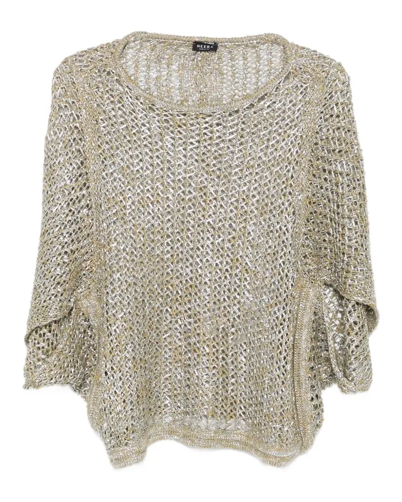 NEERA Pullover mit Lochstrickmuster - Grün Grün