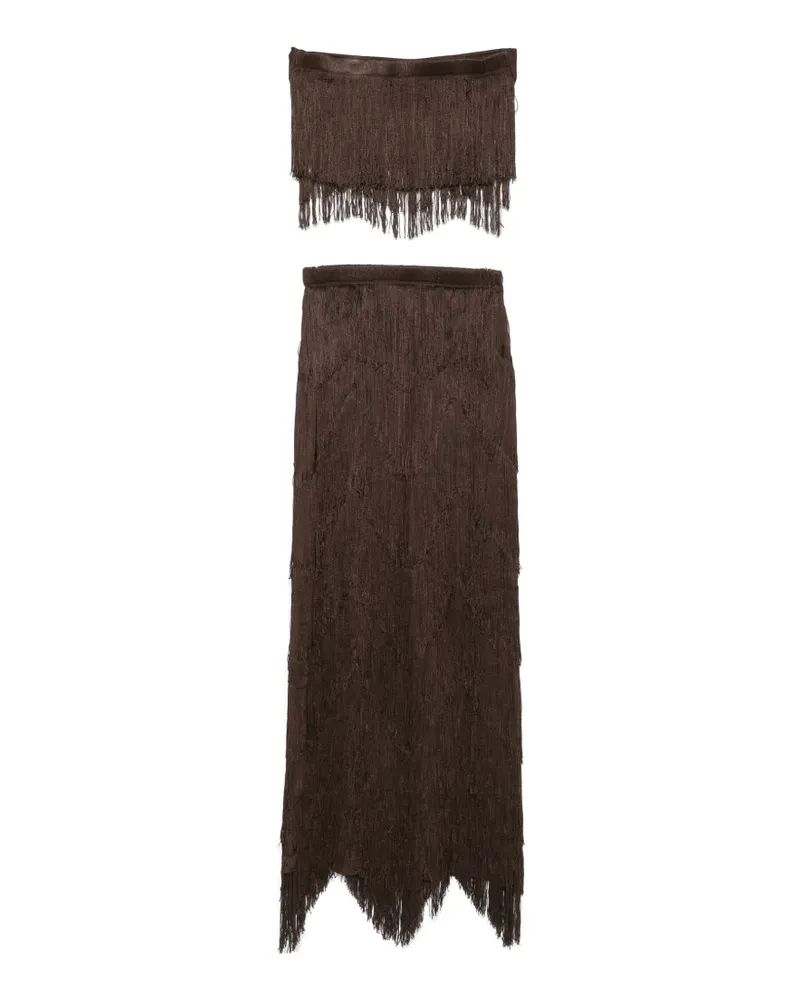 BLESS fringed tank top and skirt set - Braun Braun