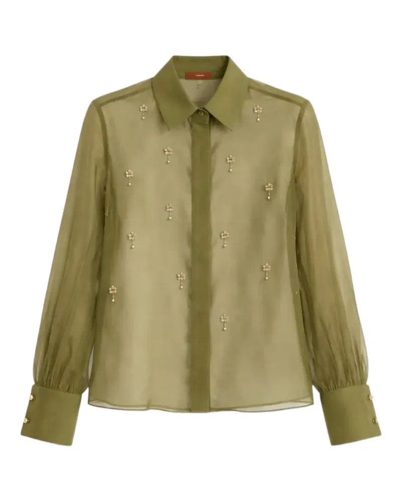 Max Mara embroidered silk-organza shirt - Grün Grün