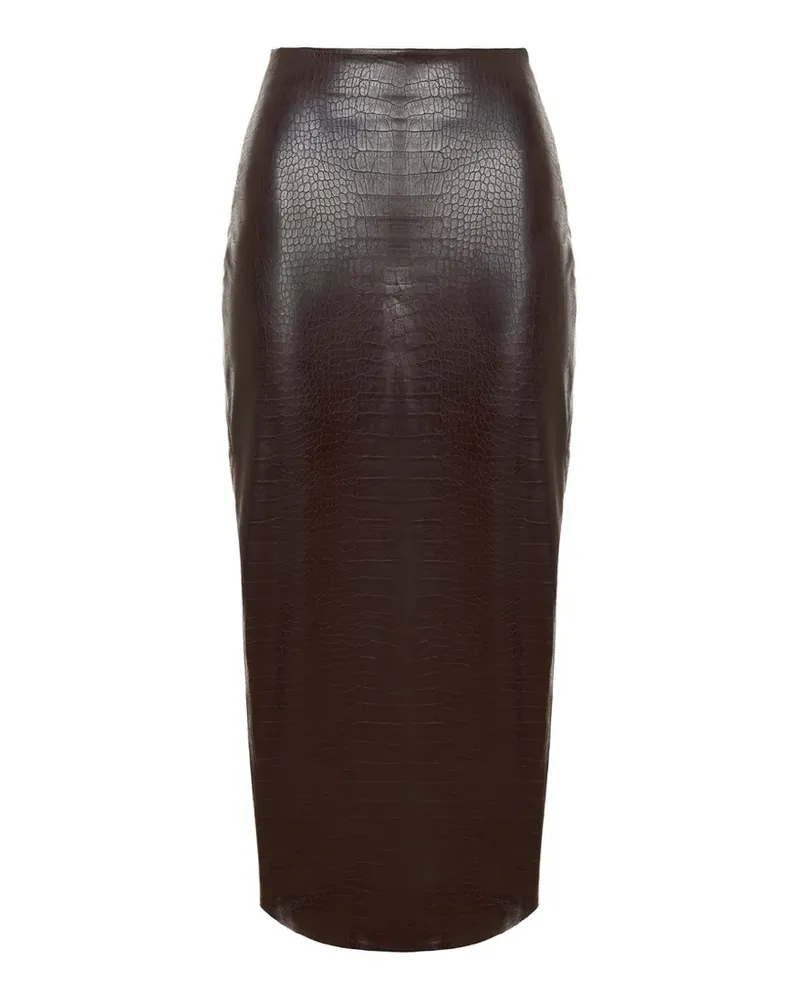 Wolford Kurzer Bleistiftrock mit Kroko-Effekt - Braun Braun