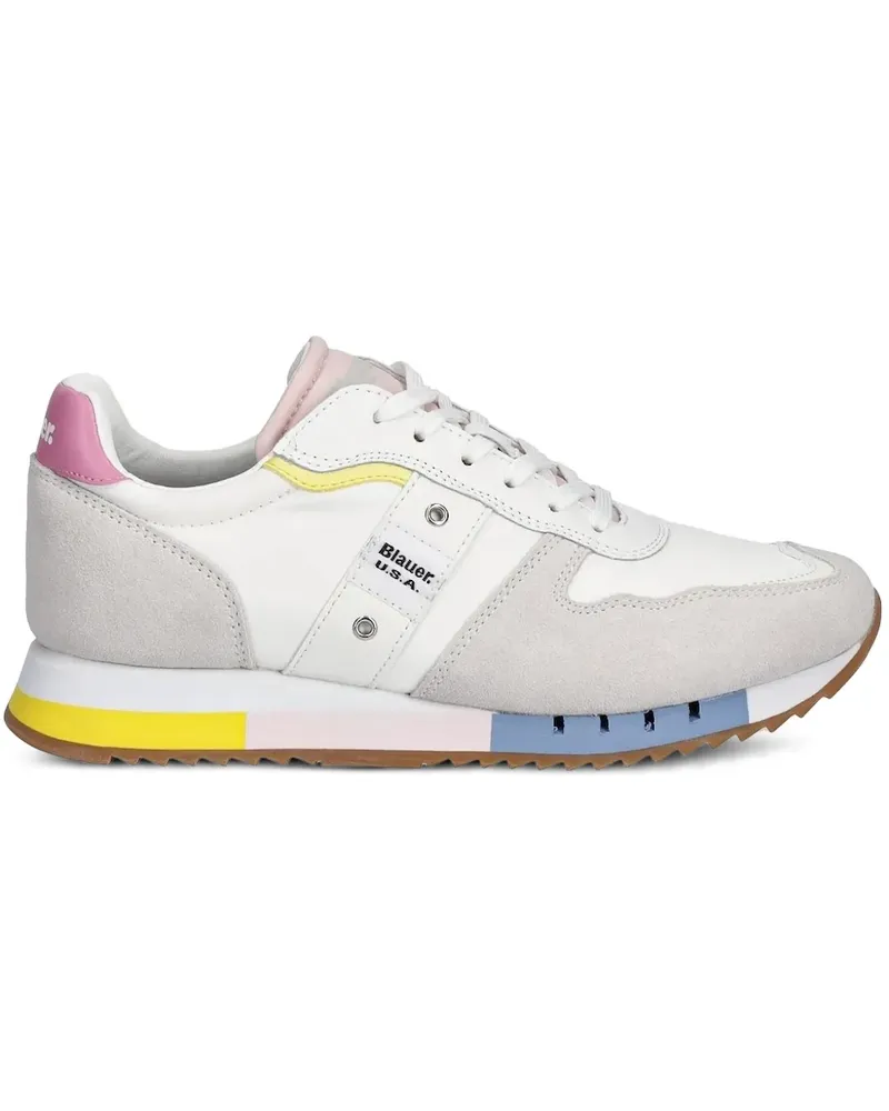 Blauer Sneakers mit Wildledereinsätzen - Weiß Weiß