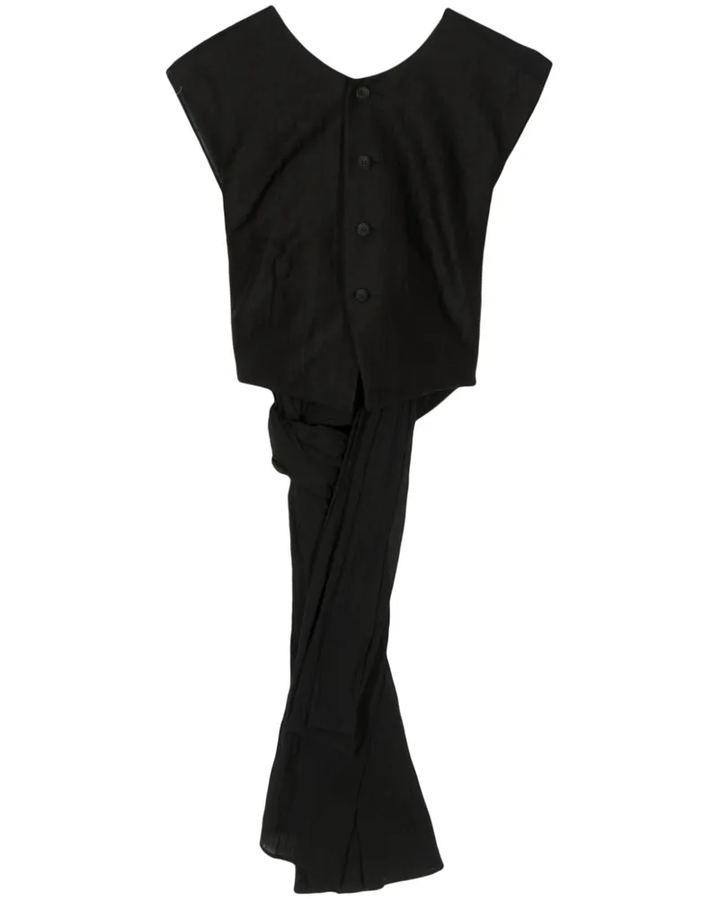 Yohji Yamamoto Top mit Knotendetail - Schwarz Schwarz