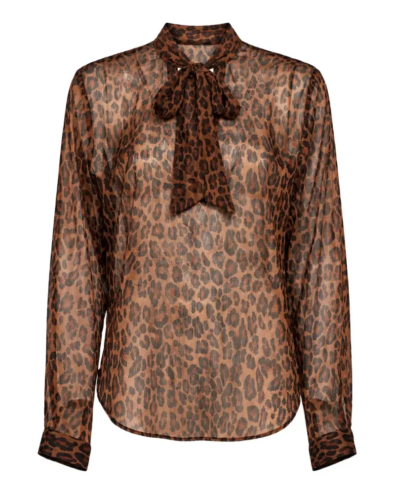 Blanca leopard-print pussy-bow blouse - Braun Braun