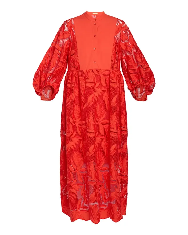 Erdem floral-cutwork maxi dress - Orange Orange