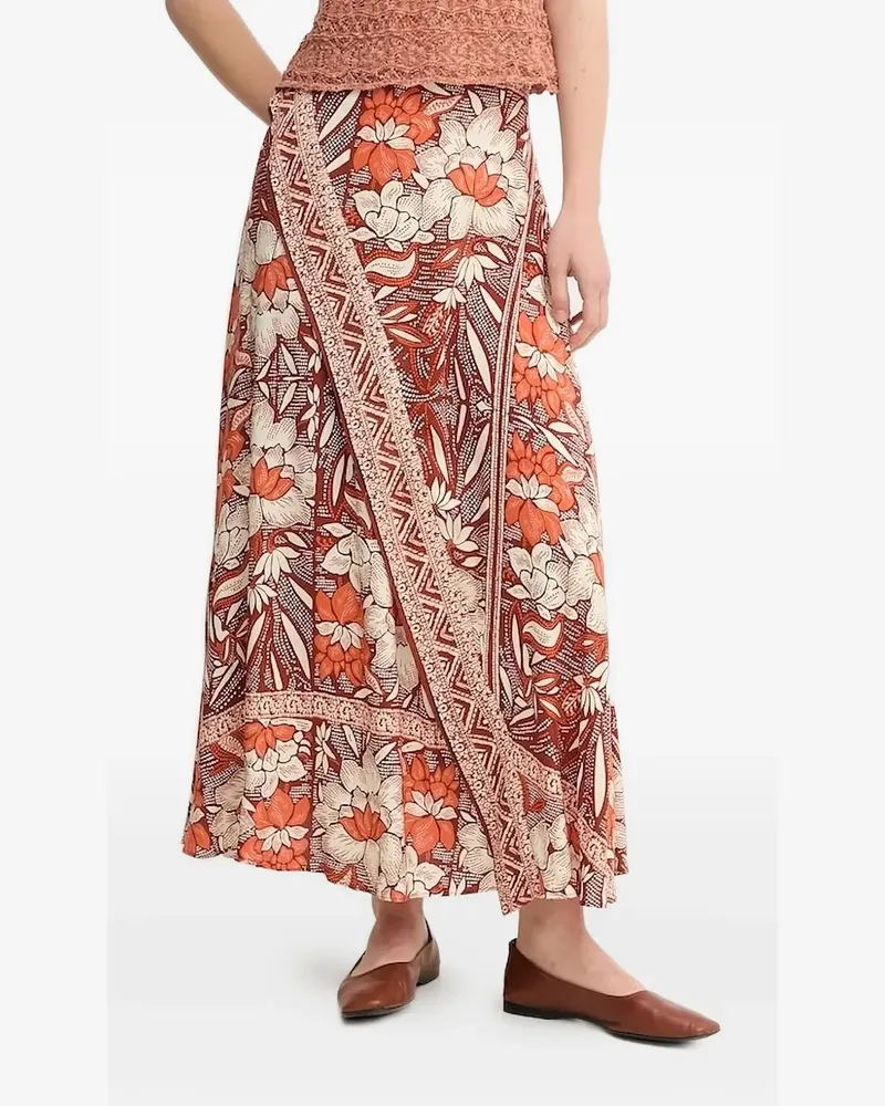 Hoss Intropia Raina Wickelrock mit Blumen-Print - Braun Braun