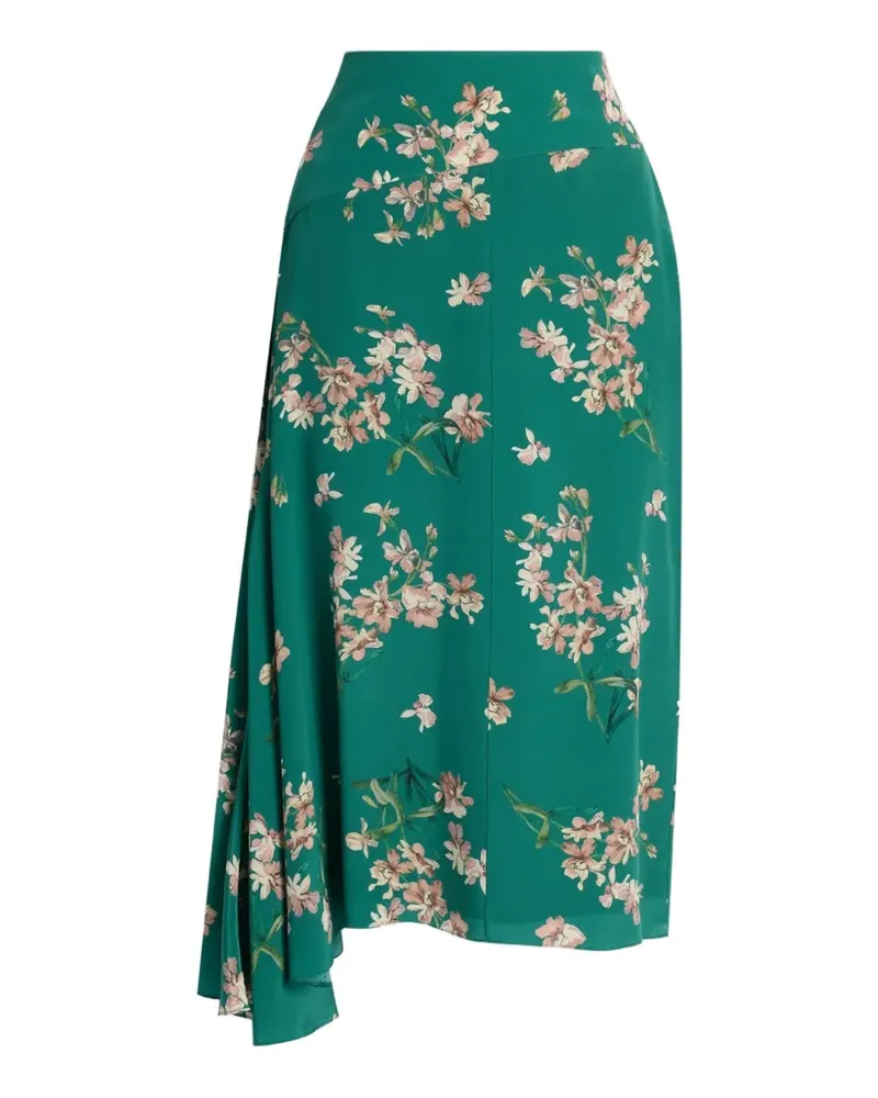 Erdem floral crepe de chine drape midi skirt - Grün Grün