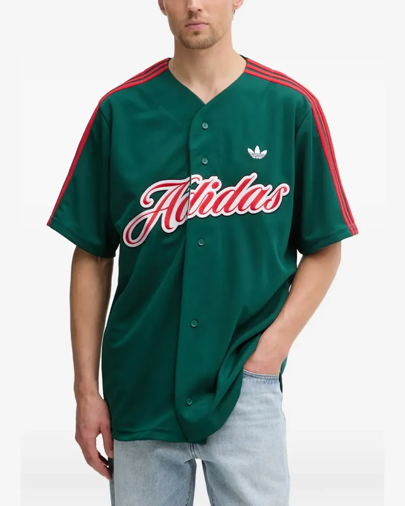 adidas logo-embroidered 3-Stripe shirt - Grün Grün