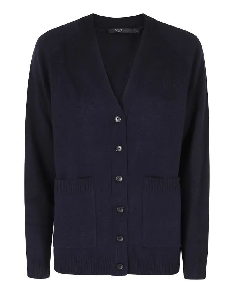 Seventy Geknöpfter Cardigan mit aufgesetzten Taschen - Blau Blau