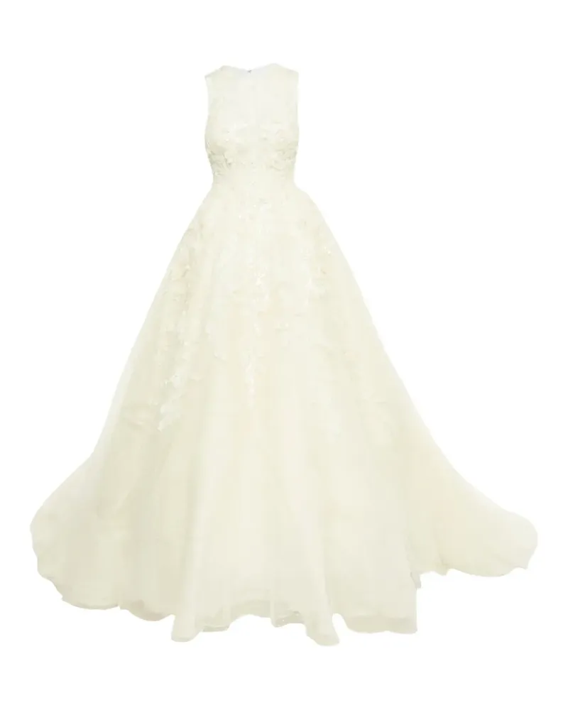 Elie Saab Maxikleid mit Blumenstickerei - Nude Nude