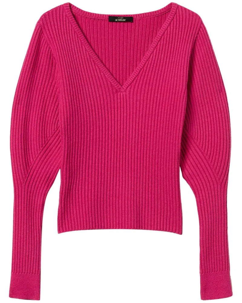 Twin-Set Gerippter Pullover - Rosa Rosa
