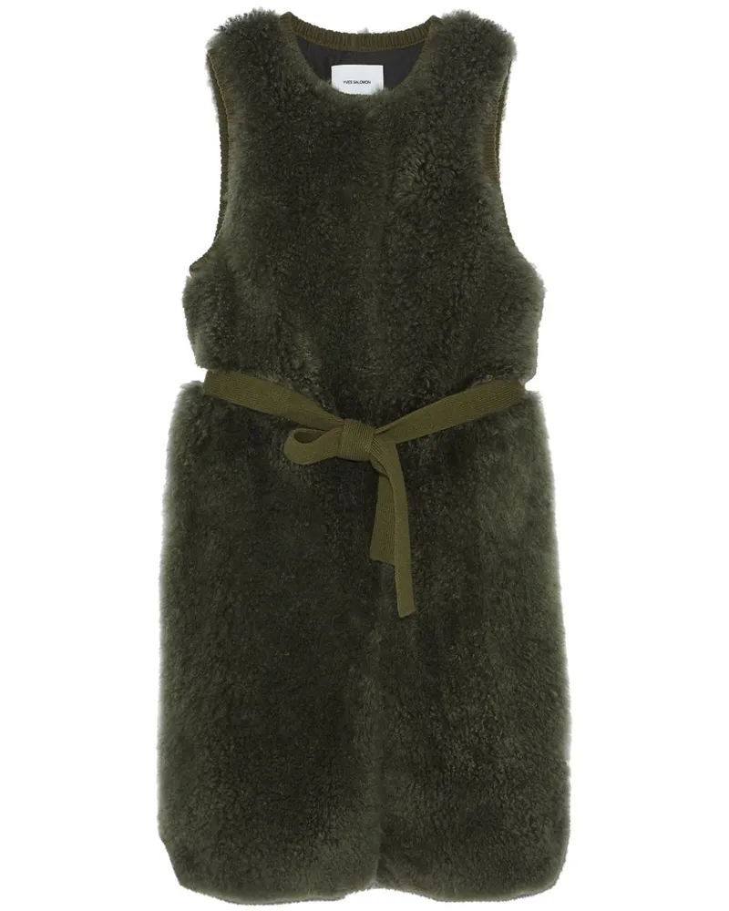 Yves Salomon Shearling-Weste mit Gürtel - Grün Grün