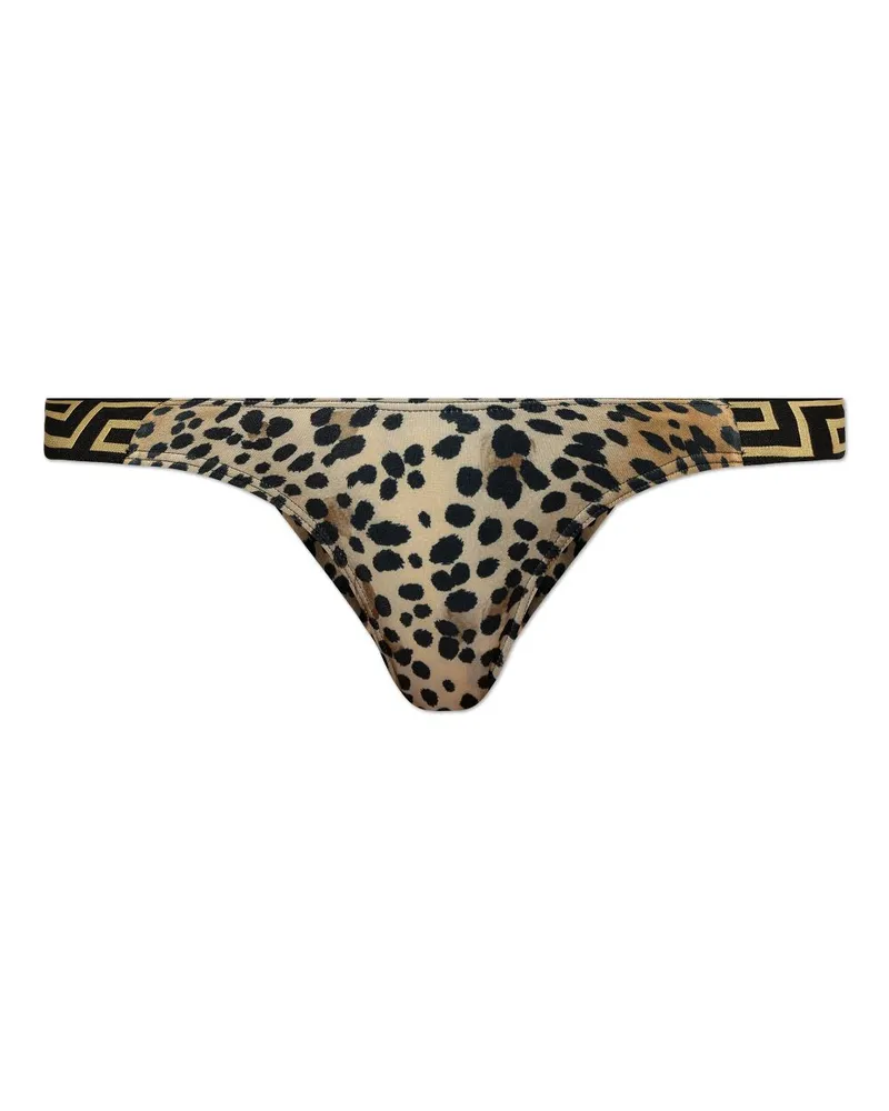 Versace Bikinihöschen mit Leoparden-Print - Schwarz Schwarz