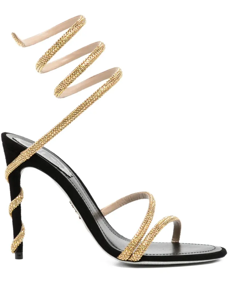René Caovilla Sandalen im Spiraldesign mit Kristallen 110mm - Schwarz Schwarz