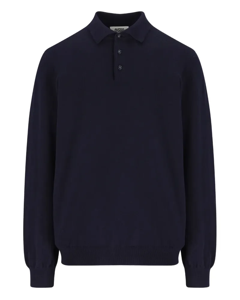Alpha Studio Polo-Pullover aus Kaschmir - Blau Blau