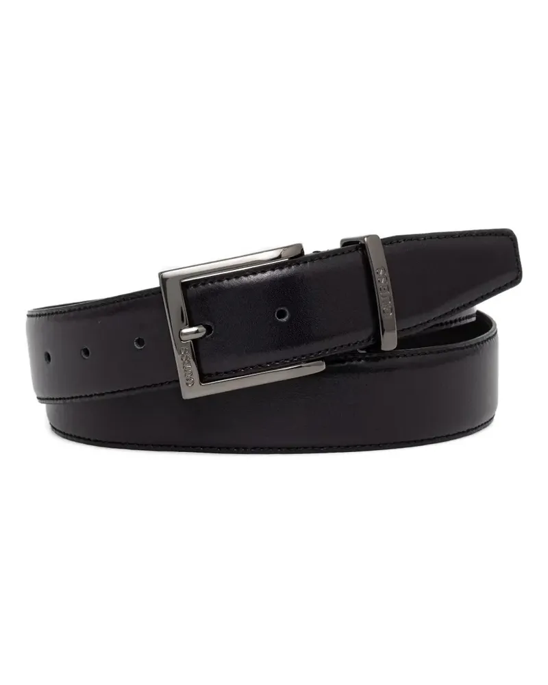 Guess logo-engraved buckle belt - Schwarz Schwarz