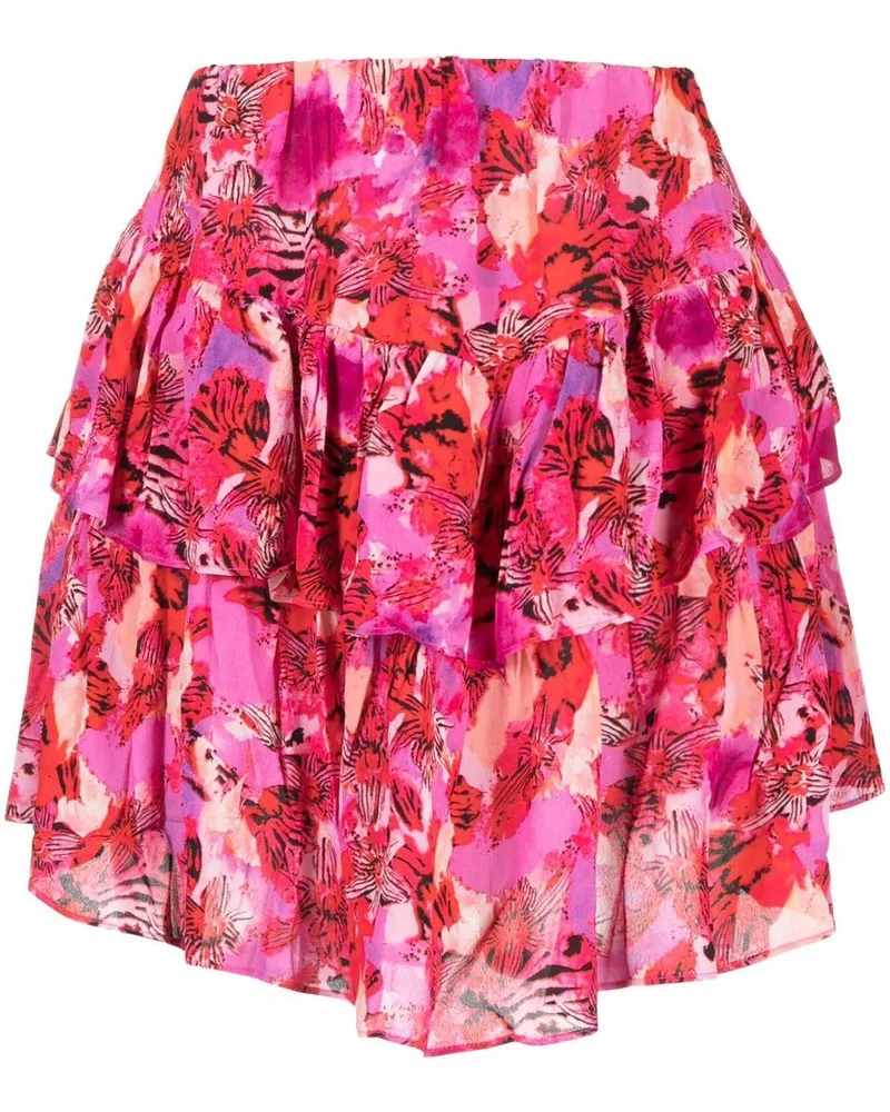 IRO Gerüschter Rock mit Blumen-Print - Rosa Rosa
