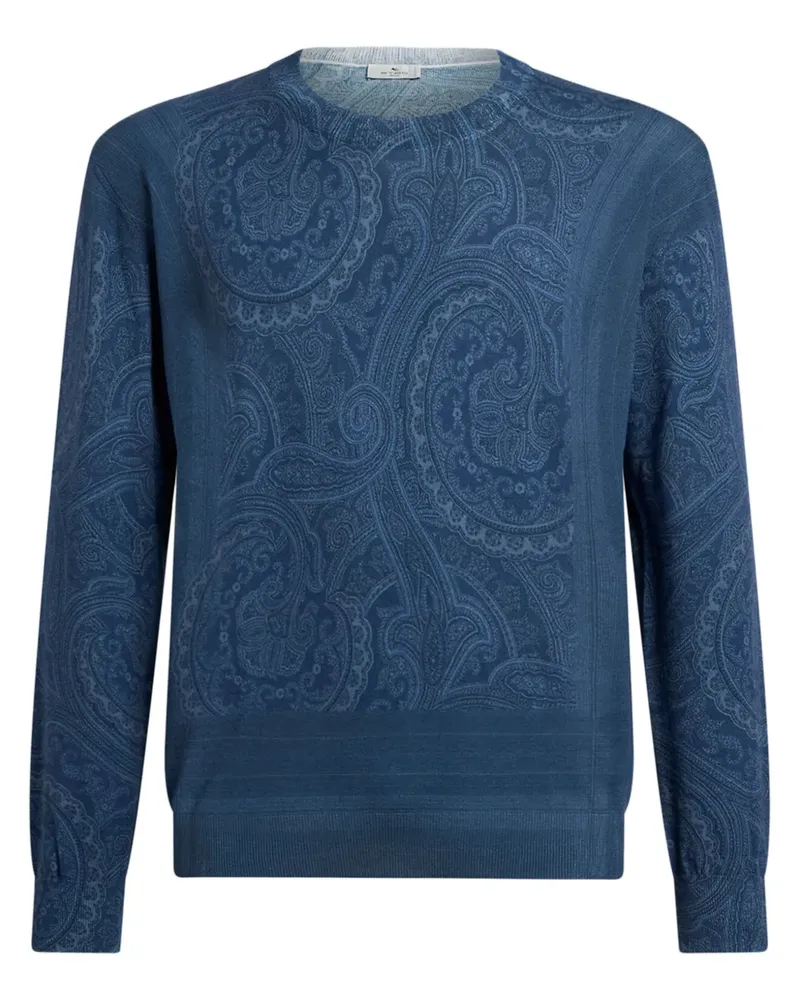Etro Paisley-Pullover aus Seiden-Kaschmirgemisch Blau