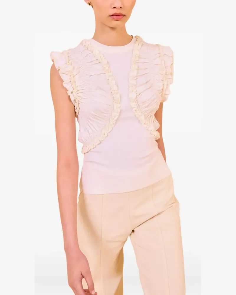 Ulla Johnson Val Top mit Volants - Weiß Weiß