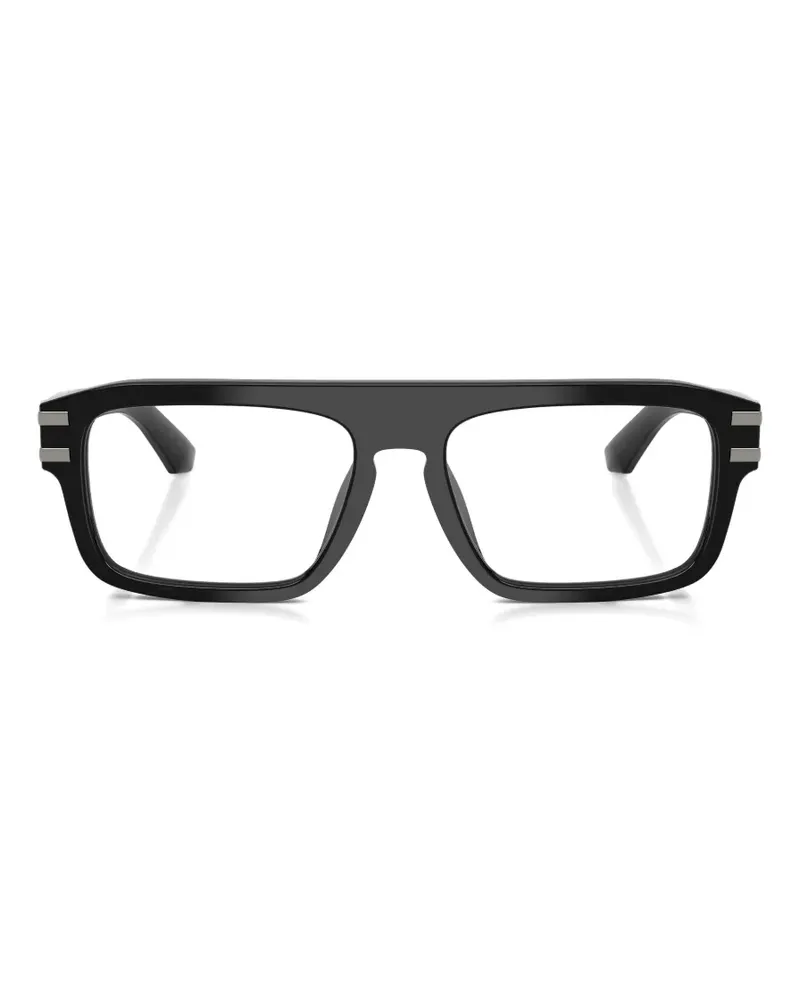 Dolce & Gabbana Brille mit eckigem Gestell und DG-Schild - Schwarz Schwarz
