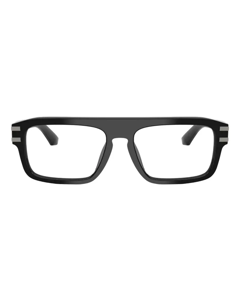 Dolce & Gabbana Brille mit eckigem Gestell und DG-Schild - Schwarz Schwarz