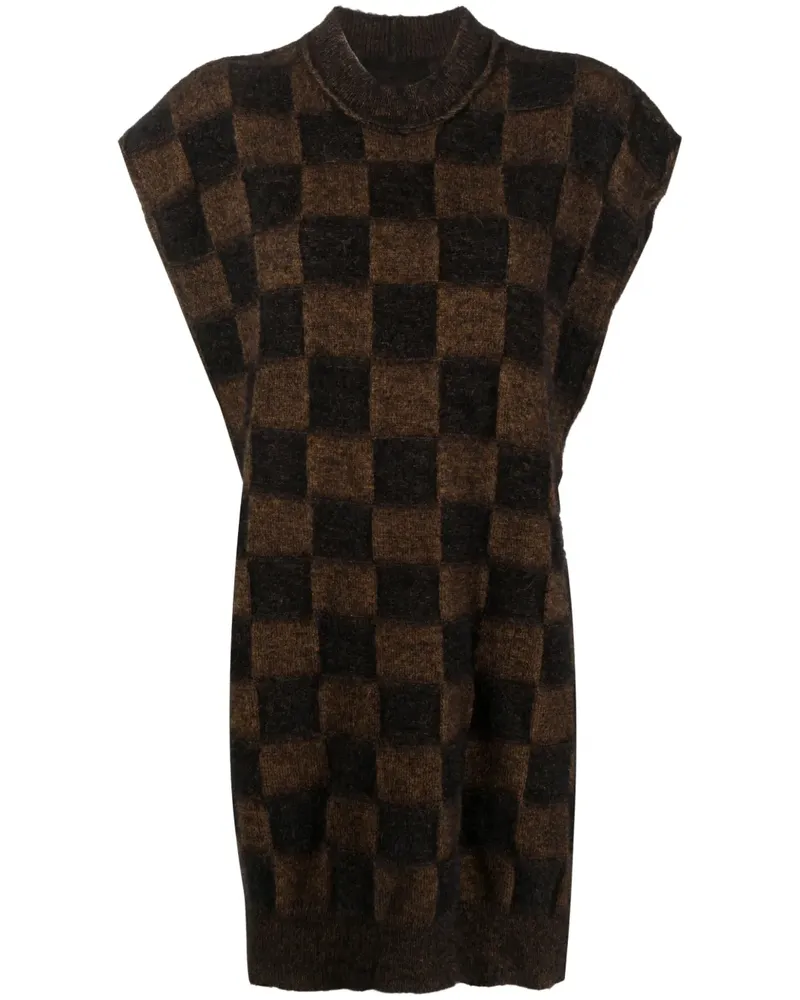 Uma Wang Pullunder mit Schachbrettmuster - Braun Braun