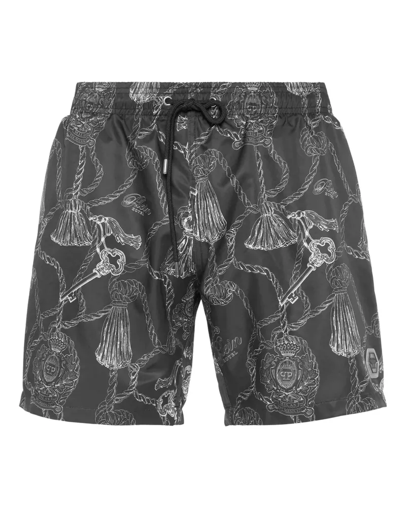 Philipp Plein Badeshorts mit Quasten-Print - Schwarz Schwarz