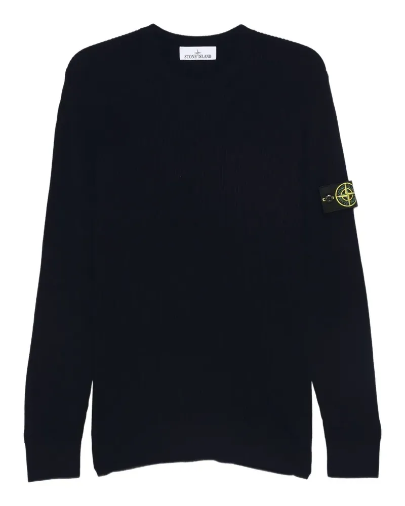 Stone Island 5100053 gerippter Pullover mit rundem Ausschnitt - Blau Blau