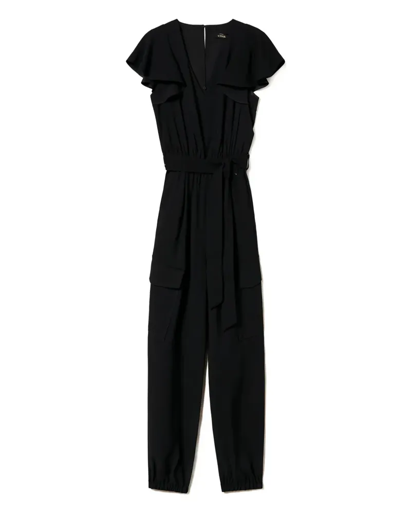 Twin-Set Cargo-Jumpsuit mit Flatterärmeln - Schwarz Schwarz