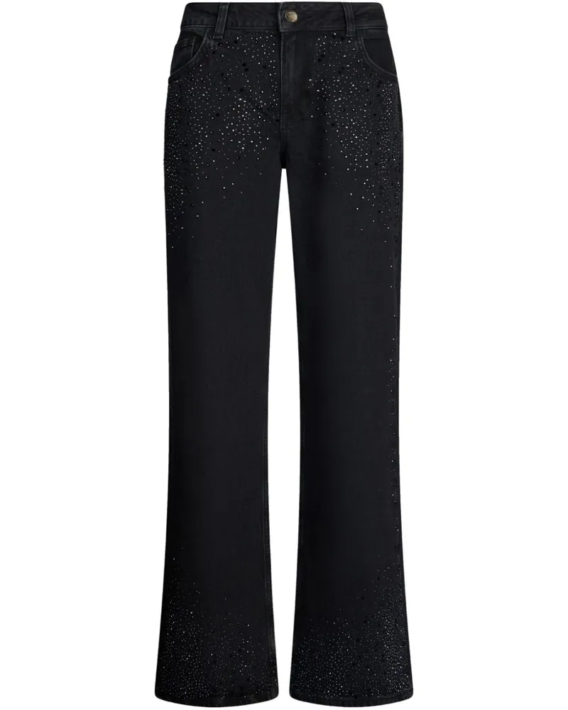 Liu Jo Weite Jeans mit Strass - Schwarz Schwarz