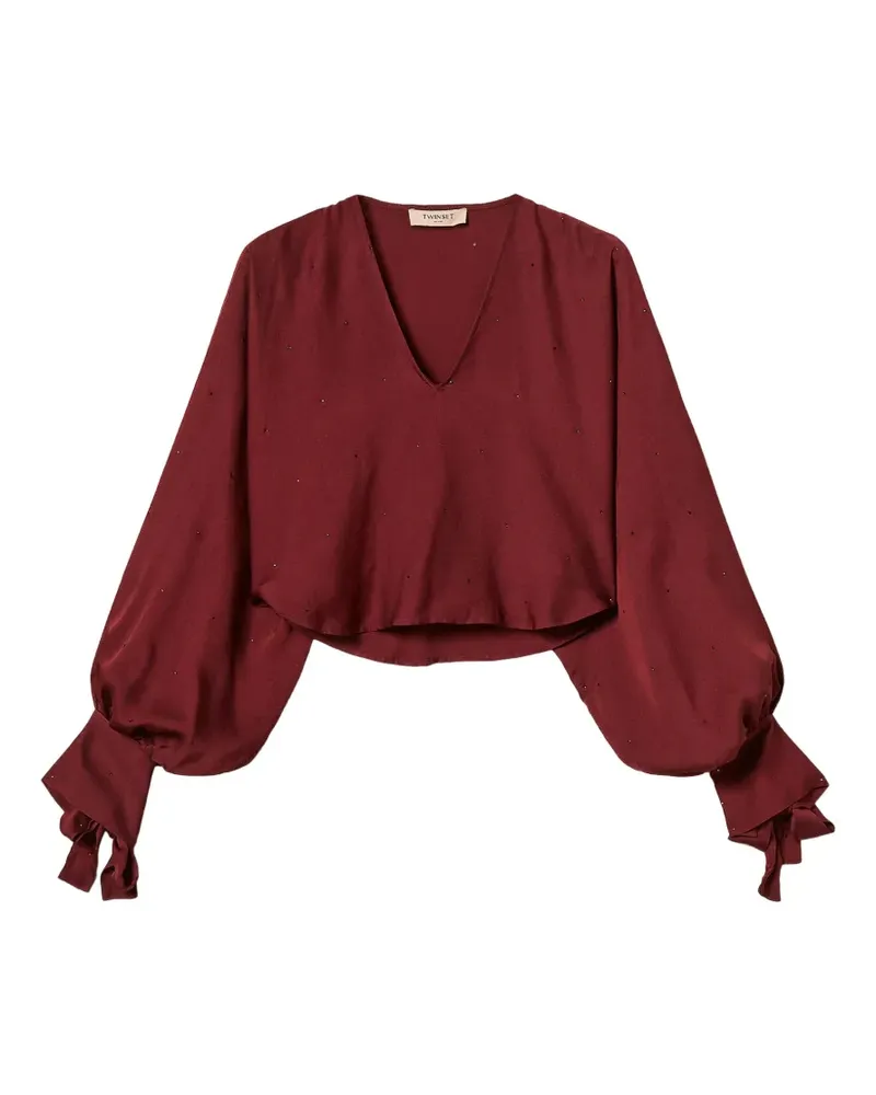 Twin-Set Satinoberteil mit Strass - Rot Rot