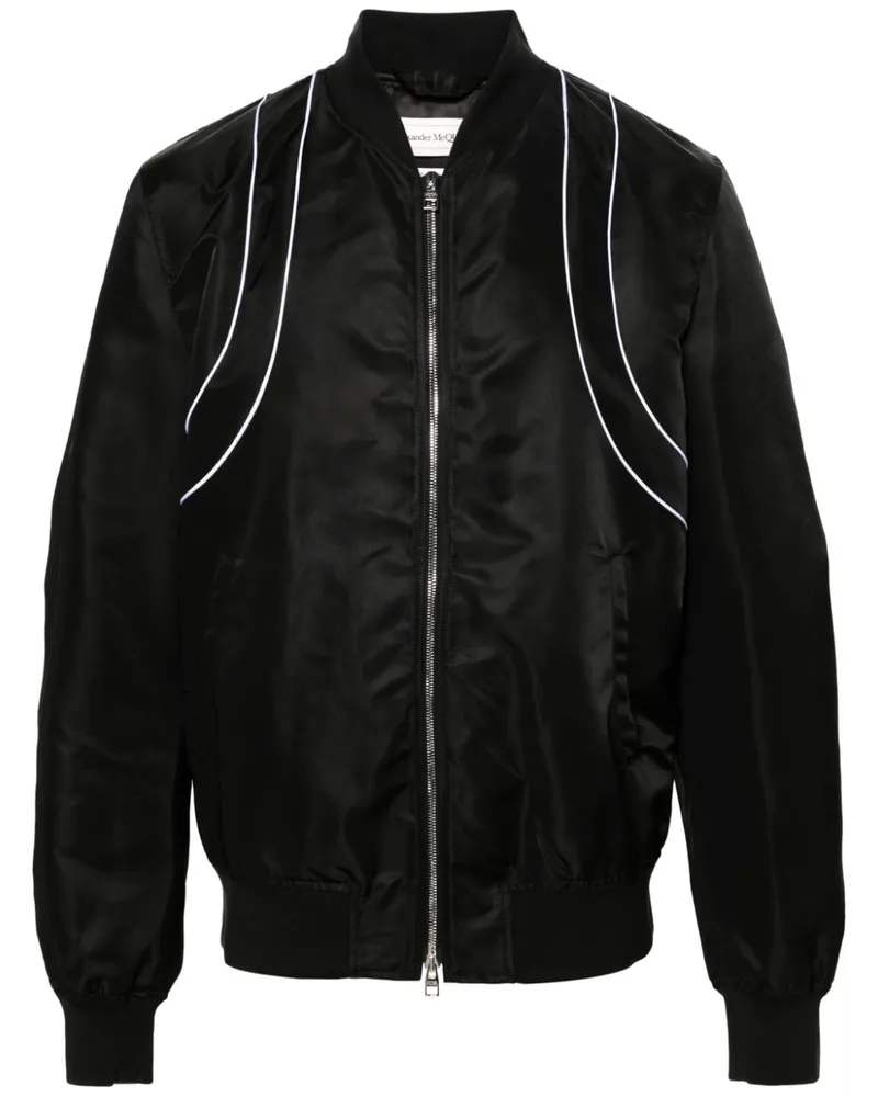 Alexander McQueen Paspelierte Bomberjacke mit Reißverschluss - Schwarz Schwarz