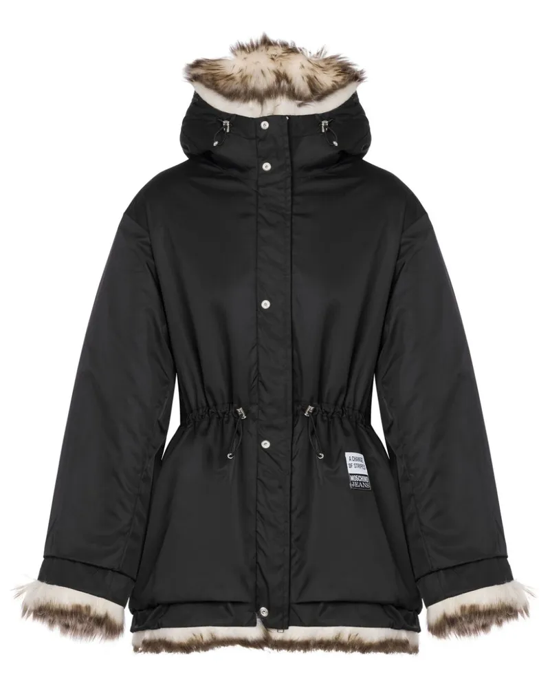 Moschino Kapuzenjacke mit Shearling-Besatz Nude