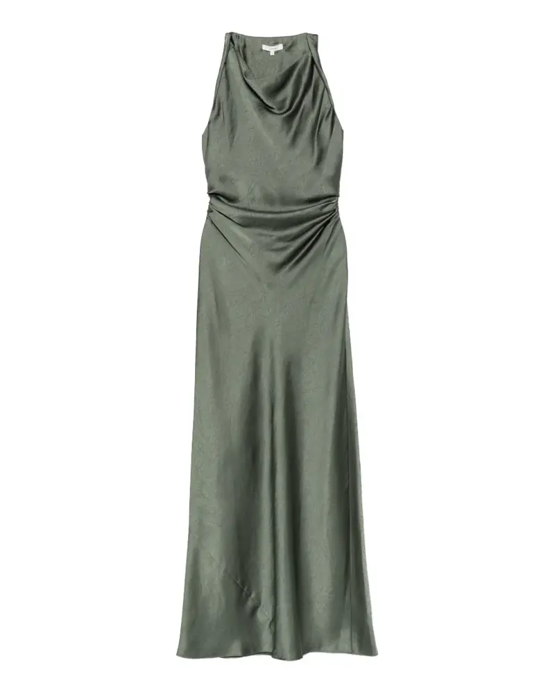Vince Gerafftes Maxikleid mit Wasserfallausschnitt - Grün Grün