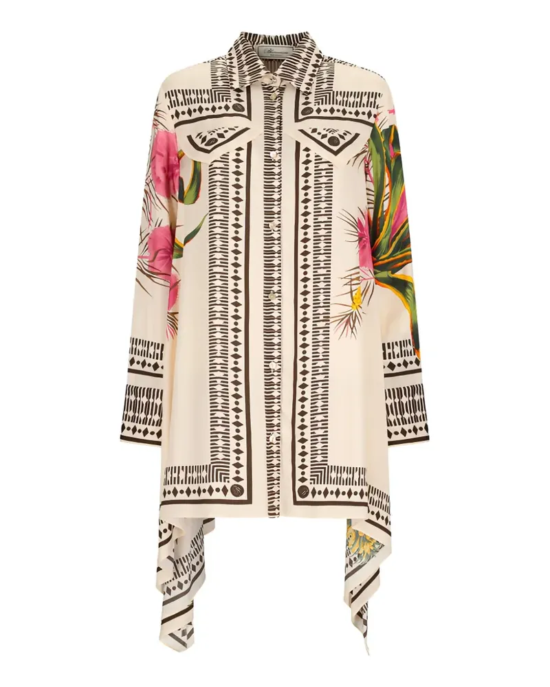 Blumarine print mini dress - Nude Nude