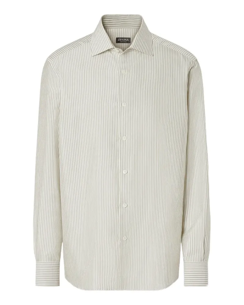 Ermenegildo Zegna Gestreiftes Seidenhemd - Weiß Weiß
