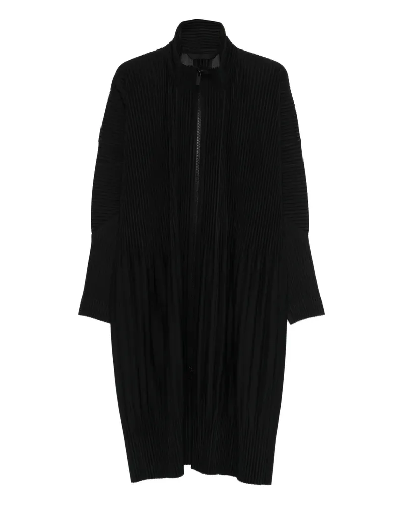 Issey Miyake pleated zip-up coat - Schwarz Schwarz