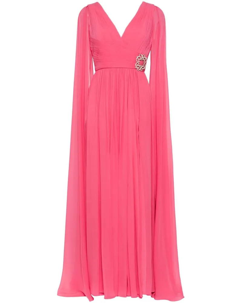 Elie Saab Seidenrobe mit V-Ausschnitt - Rosa Rosa