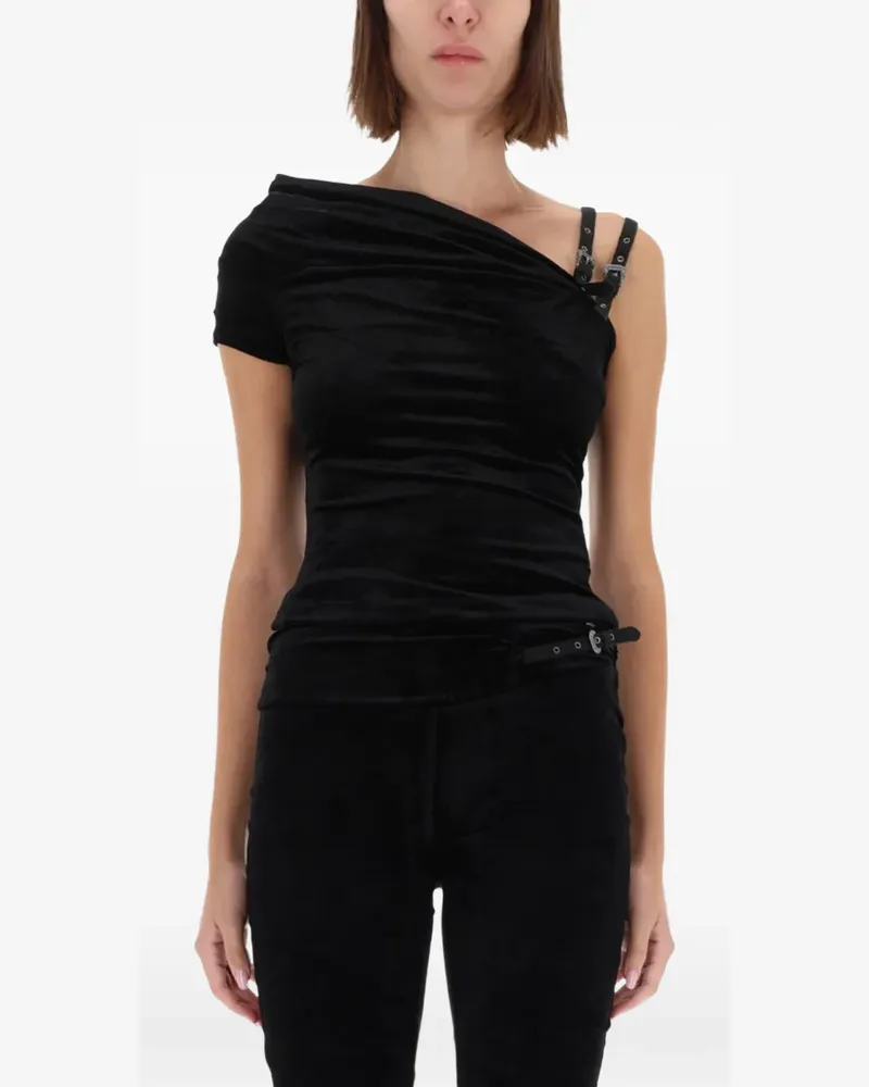 Versace Jeans one-shoulder buckled top - Schwarz Schwarz